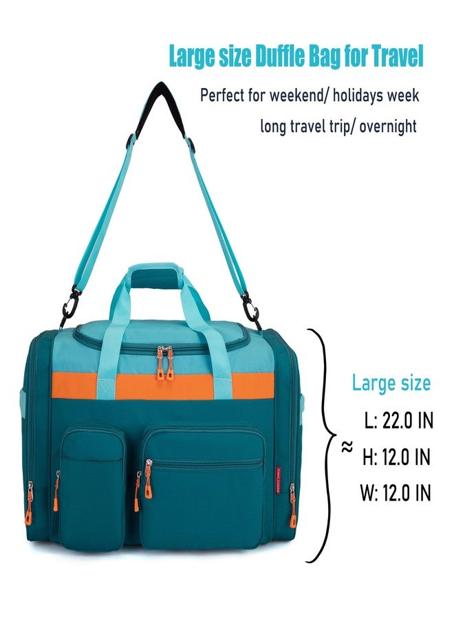 HawLander Large Kids Duffle Bag for Travel, Overnight, or Weekender, 22" inch (Teal Blue) - Image 5